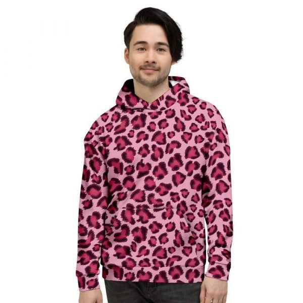 Pink Leopard Print Men’s Hoodie