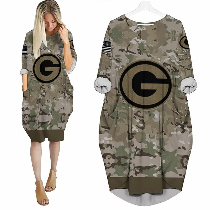 Green Bay Packers Camouflage Veteran 3D T Shirt Hoodie Sweater Jersey Batwing Pocket Dress Model A29961