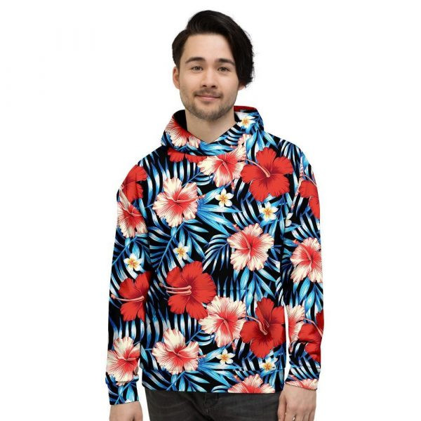 Tropical Hibiscus Flower Print Men’s Hoodie