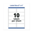 Avery Waterproof Shipping Labels With TrueBlock and Sure Feed, Laser Printers, 2 x 4, White, 10/Sheet, 50 Sheets/Pack
