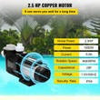 Vevor Swimming Pool Pump 2.5HP 1850W 148GPM Single Speed Filter, 148 GPM / 1500W