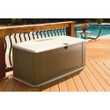 Rubbermaid Outdoor Extra-Large Deck Box with Seat, Gray & Brown, 121 Gallon