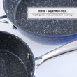 MF Studio 15 Piece Induction Kitchen Cookware Sets Nonstick - Granite Hammered Pan Set