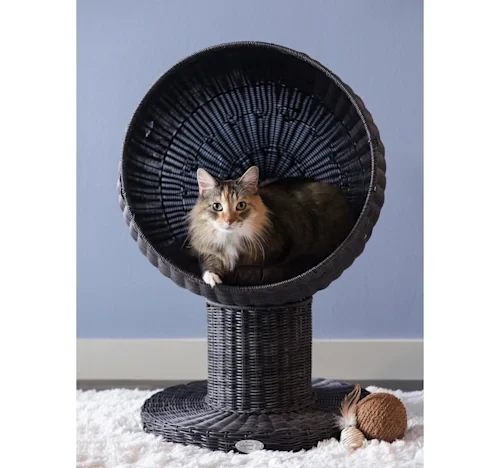 The Refined Feline Kitty Ball Bed in Espresso, 28" H