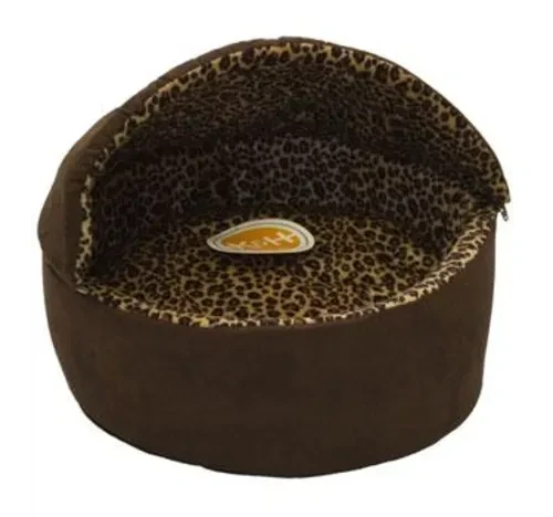 K&H Mocha Leopard Thermo-Kitty Bed Deluxe Heated Cat Bed, 16" L x 16" W