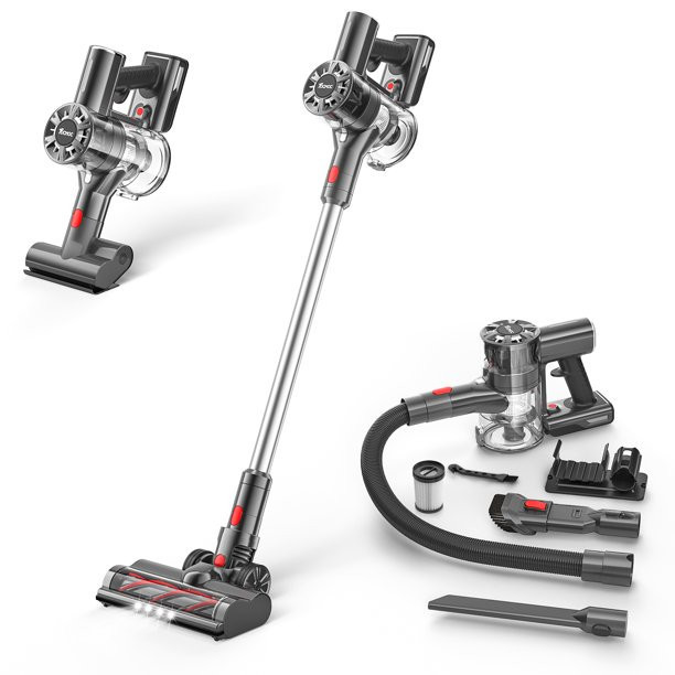 Tocmoc Cordless Vacuum, Stick Vacuum Cleaner, with Fast Charging, Ergonomic Design, Gray
