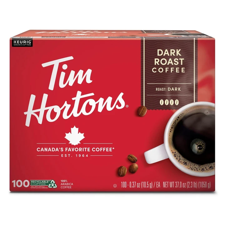 Tim Hortons Premium Dark Coffee, Dark Roast (100 ct.)