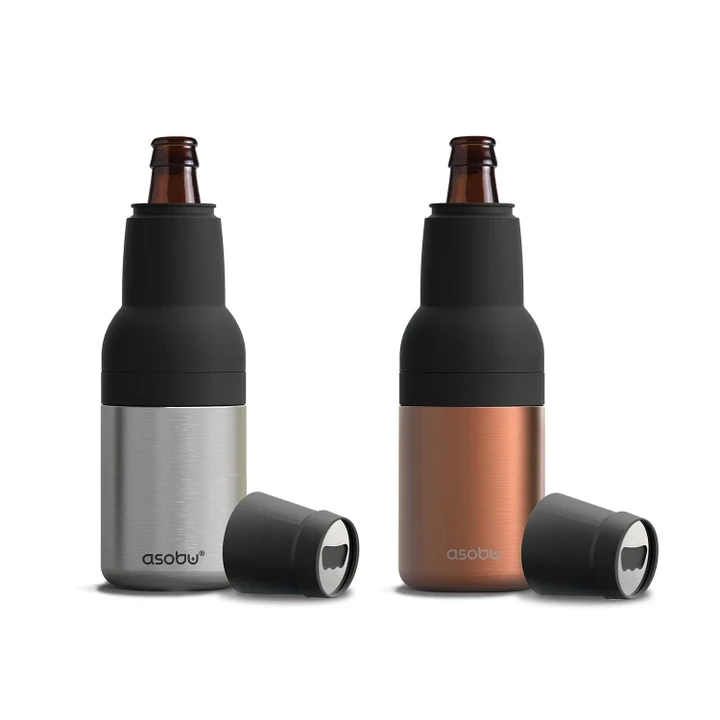 Asobu Frosty Beer-2-Go Chiller Bottle and Can Cooler, 2 Pack, Copper/Silver
