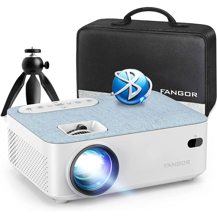 Fangor 206A 1080P Portable Mini Projector With Tripod & Carry Bag, Support Bluetooth, 200" Projection Size