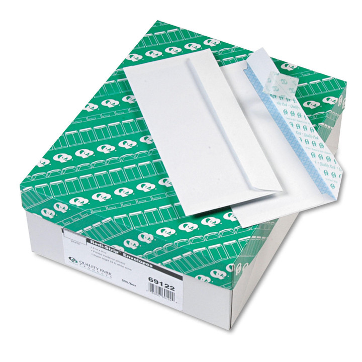 Quality Park Redi-Strip Security Tinted Envelope, Contemporary, #10, White, 500/Box