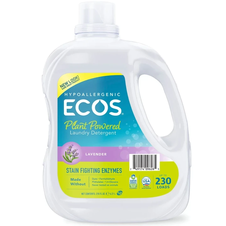 [SET OF 2] - Ecos Hypoallergenic Liquid Laundry Detergent PLUS Enzymes, Lavender Scent 210 fl.oz.