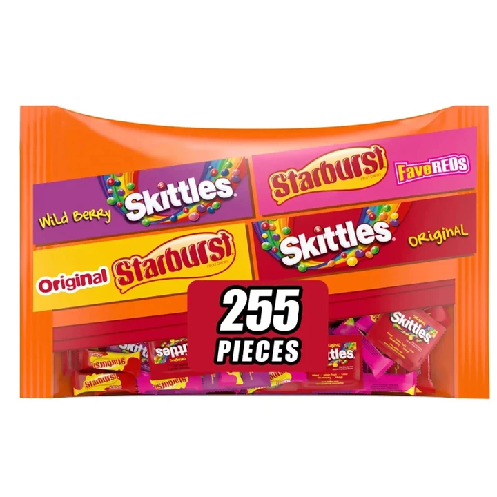 [SET OF 2] - Starburst and Skittles Fruity Candy Variety Mix (255 ct.)