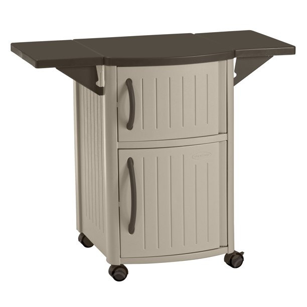 Suncast Beige And Light Taupe Resin Outdoor Kitchen Serving & Storage Cart