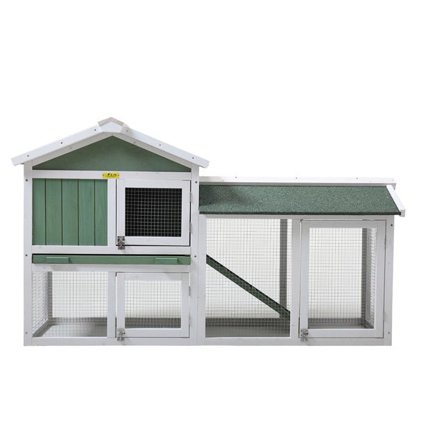 Coziwow 58" Rabbit Hutch Chicken Coop Small Animal Poultry Cage with Run Green