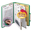Smead Pressboard Classification Folders With Fasteners, Six-Sections, Letter, Green, 10ct.