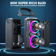 W-King Bluetooth Speaker, W-King 80W Party Speaker Loud With Multi-Colors Light
