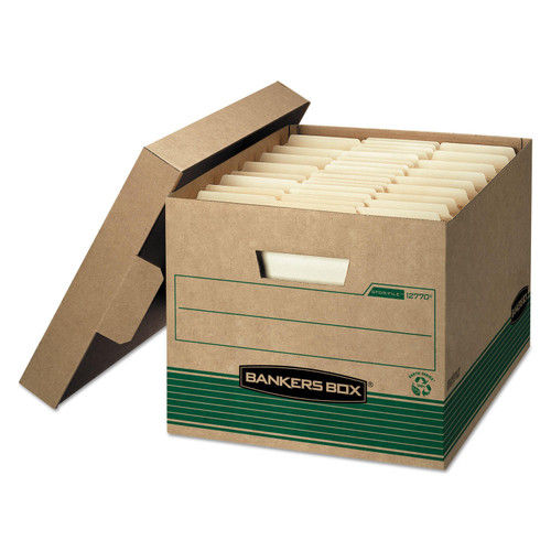 Bankers Box STOR/FILE Extra Strength Storage Box, Kraft/Green (Letter/Legal, 12/Carton)