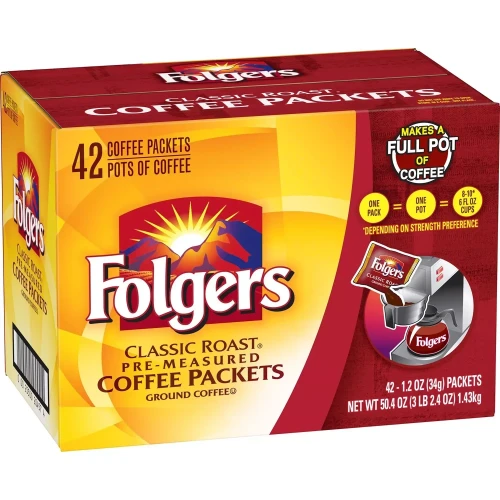 [SET OF 2] - Folgers Classic Roast Ground Coffee Packets (1.2 oz., 42 ct.)