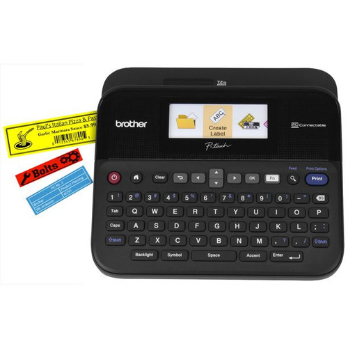 Brother P-Touch, PTD600, PC-Connectable Label Maker, Color Display, Split-Back Tape, Black