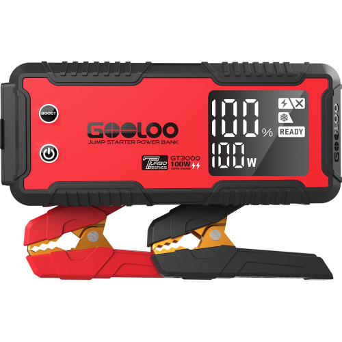 Gooloo GT3000 Car Jump Starter 3000A Portable SuperSafe 100W 22800mAh 12V Battery Charger Pack for 8.0L Gas/10.0L Diesel Engine