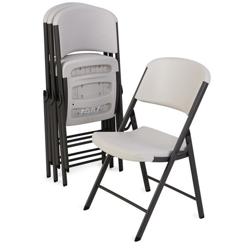 Lifetime Plastic Folding Chair (4 Pack), Almond