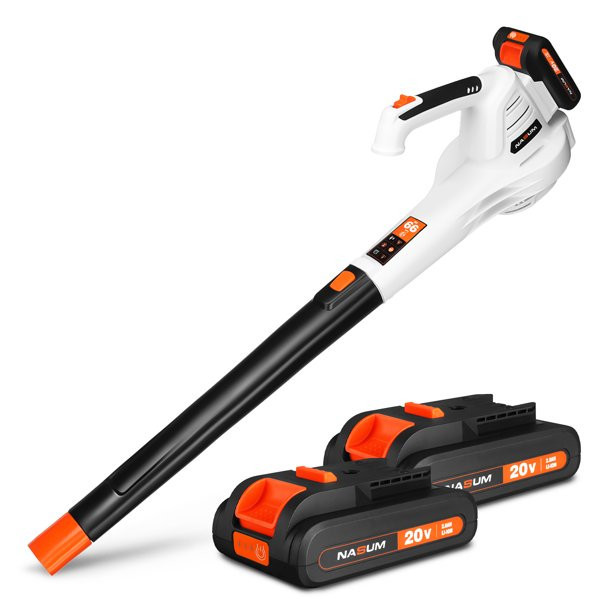 Nasum 20V Cordless Leaf Blower With 2*2.0 Ah Battery And Charger, Electric Leaf Blower