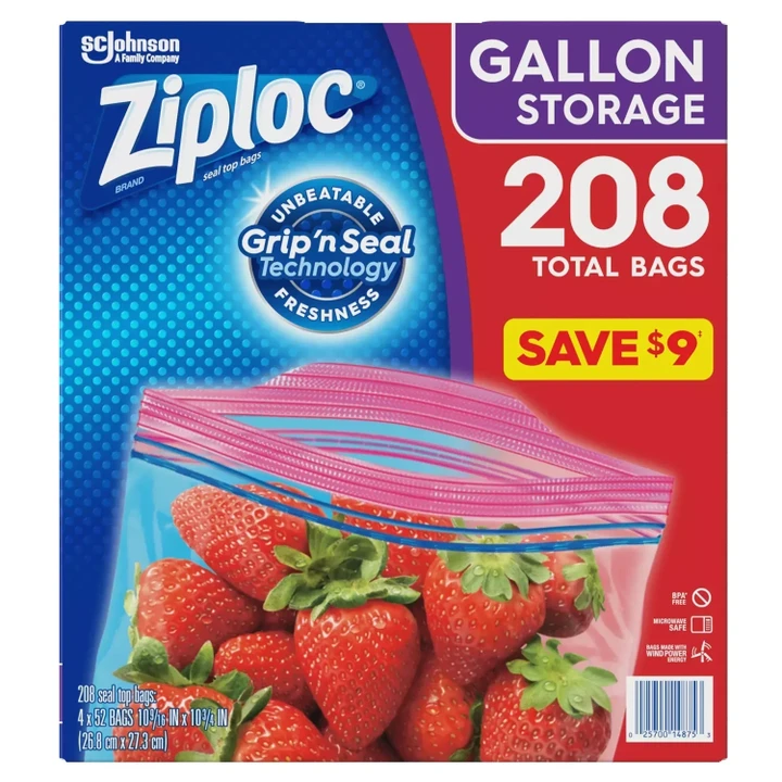 [SET OF 2] - Ziploc Easy Open Tabs Storage Gallon Bags (208 ct.)