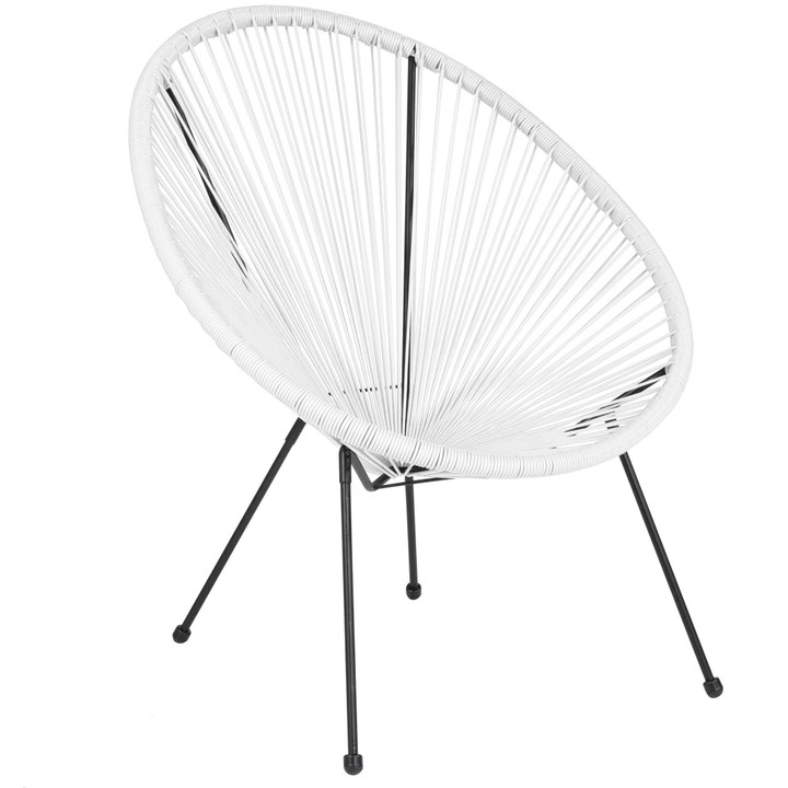 Flash Furniture Valencia Oval Comfort Series Take Ten White Papasan Lounge Chair