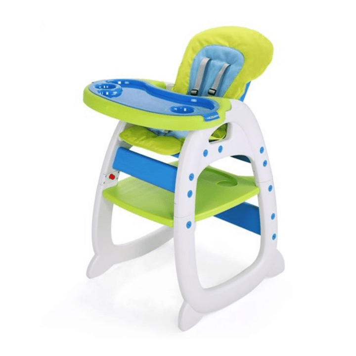 Hommoo 3 In 1 Baby High Chair, Convertible Play Table And Chair Set For Toddler, Adjustable Seat Back, Blue