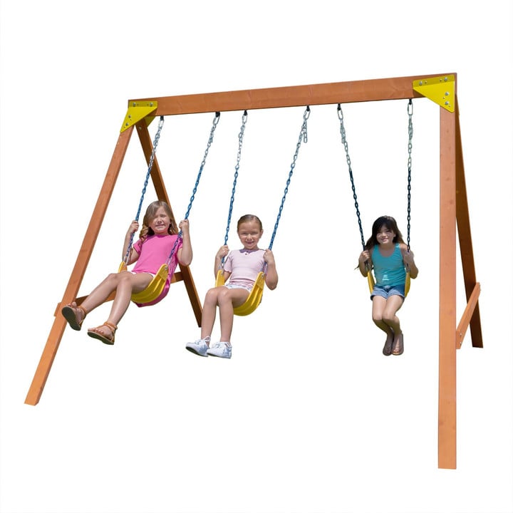 Sportspower Brooklyn Wooden Swing Set with 3 Swings