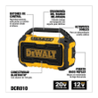 DEWALT 20V MAX Bluetooth Speaker for Jobsite, Tool Only (DCR010) & 20V MAX Battery Pack with Charger