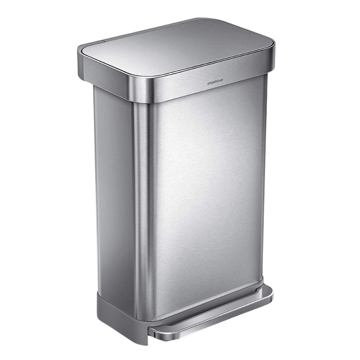 Simplehuman 45 Liter Rectangular Hands-Free Kitchen Step Trash Can with Soft-Close Lid