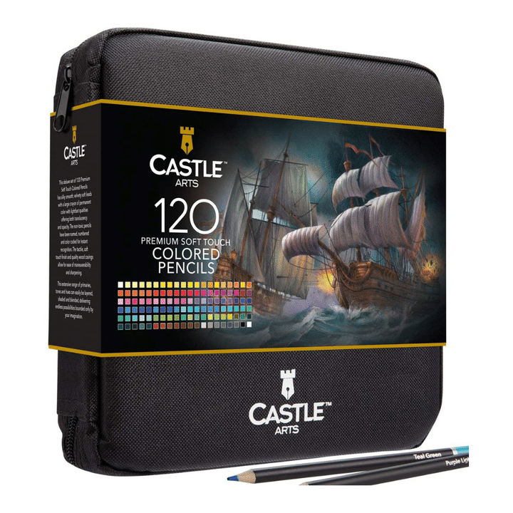 Castle Art Supplies 120 Colored Pencils Zip-Up Set Perfect for Adults Artists