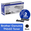 Brother Genuine High Yield Toner Cartridges, TN660, Replacement Black Toner Two Pack