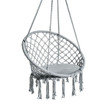 Bliss Hammocks BHC-102GRY 31.5" Wide Macramé Swing Chair w/ Fringe lining & Padded Cushion, Gray
