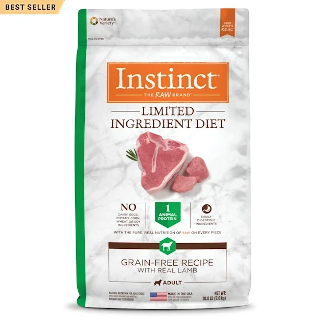 Instinct Limited Ingredient Diet Grain-Free Recipe with Real Lamb Freeze-Dried Raw Coated Dry Dog Food, 20 lbs.