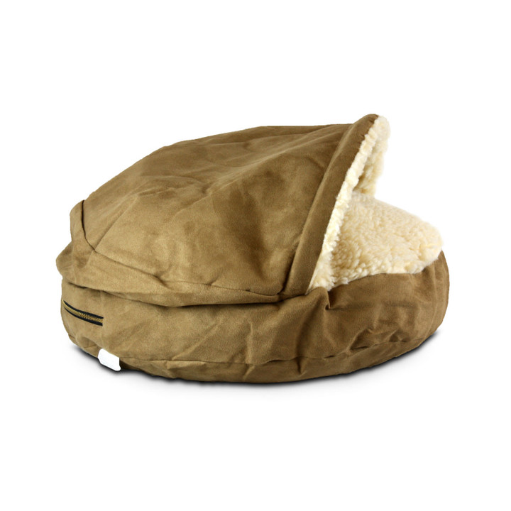 Snoozer Luxury Cozy Cave Pet Bed In Camel & Cream