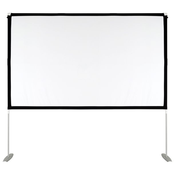 Onn. 100" Portable Indoor/Outdoor 16:9 Theater Projection Screen, Detachable Legs, White, 100024196
