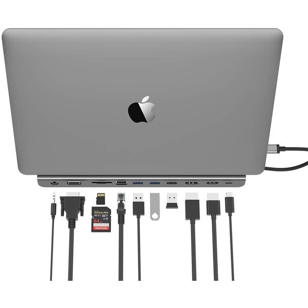 Lention USB C Docking Station With PD, HDMI/Displayport, Gray