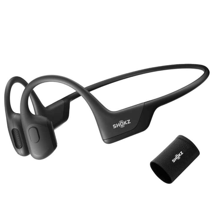 Shokz Official OpenRun Bone Conduction Waterproof Bluetooth Headphones for Sports with Cooling Wristband (Black)