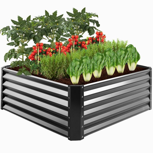 Best Choice Products 4x4x1.5ft Outdoor Metal Raised Garden Bed, Planter Box