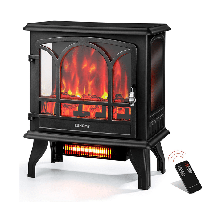 Euhomy Electric Fireplace Heater With Remote Control, 23" Indoor Freestanding Fireplace