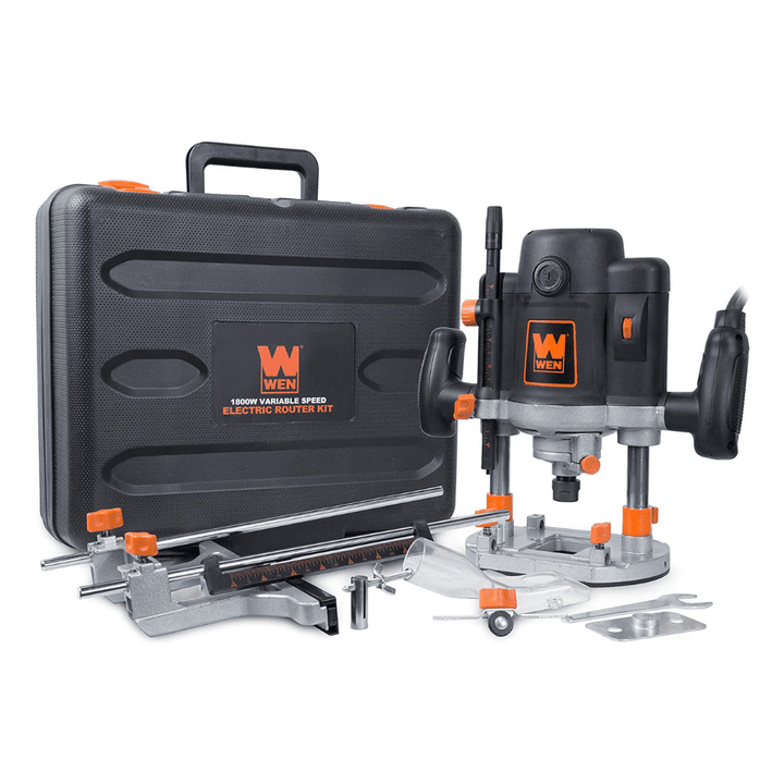 Wen RT6033 15-Amp Variable Speed Plunge Woodworking Router Kit with Carrying Case & Edge Guide