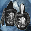 Viking Old Norse Fenrir The Mighty Wolf Art All Over Print Zip Hoodie