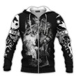 Viking Old Norse Wolf Of Odin And Vegvisir Art Customized All Over Print Zip Hoodie