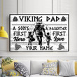 Viking Old Norse Dad Son First Hero Daughter First Love Customized All Over Print Canvas
