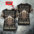 Viking Old Face Warrior Art Nordic Beard Skull Vector Customized All Over Print T-Shirt
