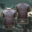 Viking Warrior Vegvisir Leather Nordic Armor Costume All Over Print T-Shirt