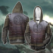 Viking Warrior Vegvisir Leather Nordic Armor Costume All Over Print Zip Hoodie