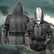 Viking Warrior Chain Metal And Wolf Fur Nordic Armor Costume All Over Print Zip Hoodie